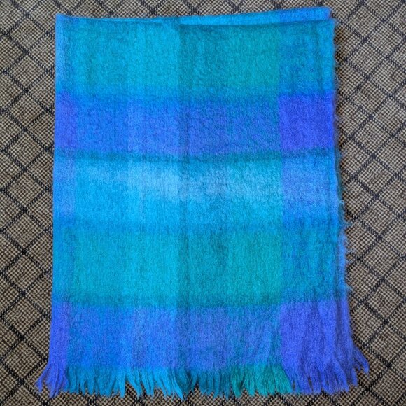 Avoca Handweavers Blanket Throw Mohair Wool Ireland Blue Purple Pink 65"x55" - Picture 6 of 11